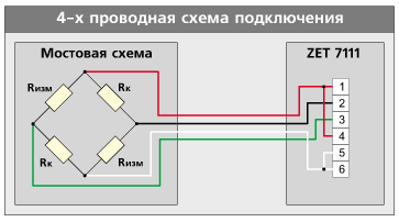 4-х проводная схема подключения датчиков силы и мостовых схем