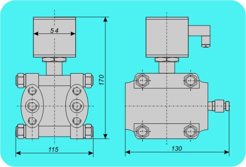 Датчик перепада давления Корунд-ДД, Габаритно-присоединительные размеры