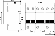 Габаритный чертеж УЗИП серии SPC3.1 (DS)